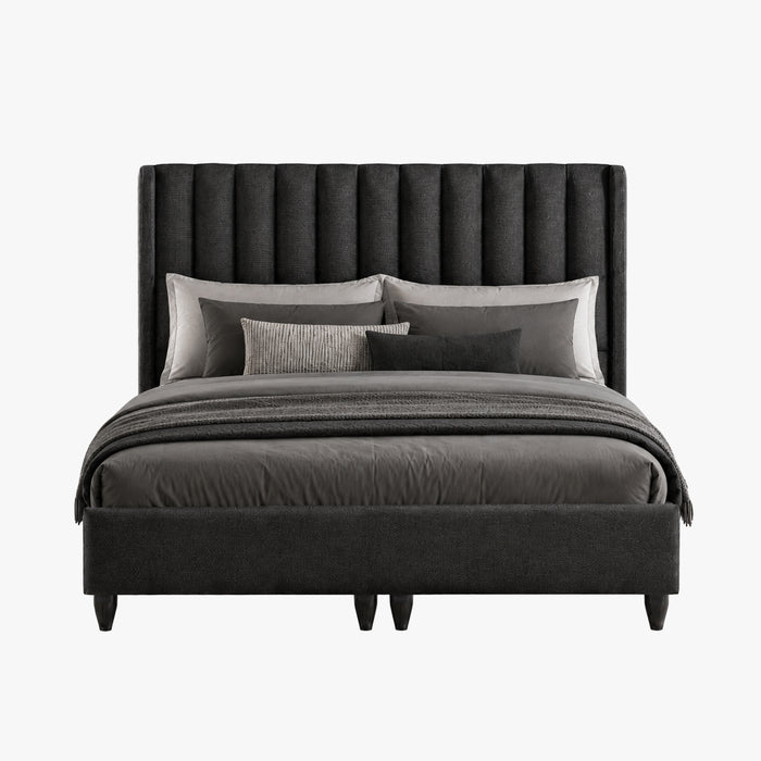 SAYA Lit coffre en tissu noir 140x190 cm