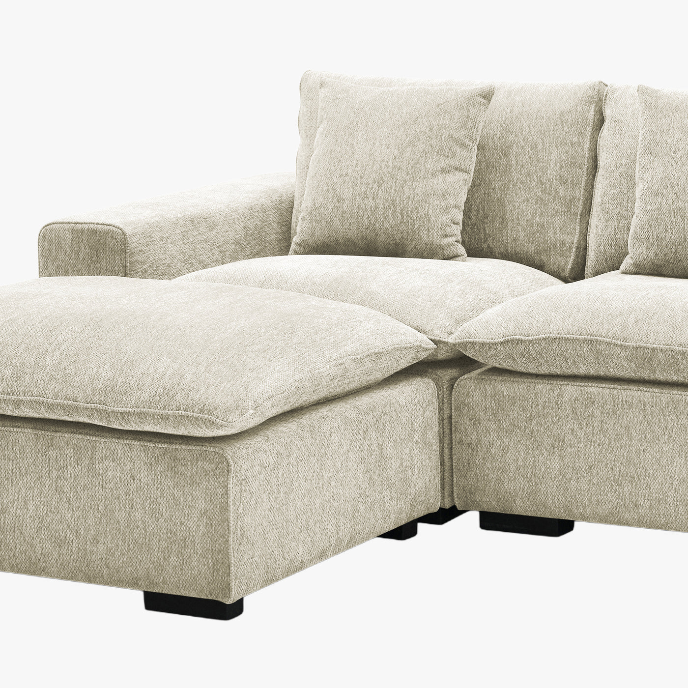 SELENIA Canapé d'angle modulable en tissu beige