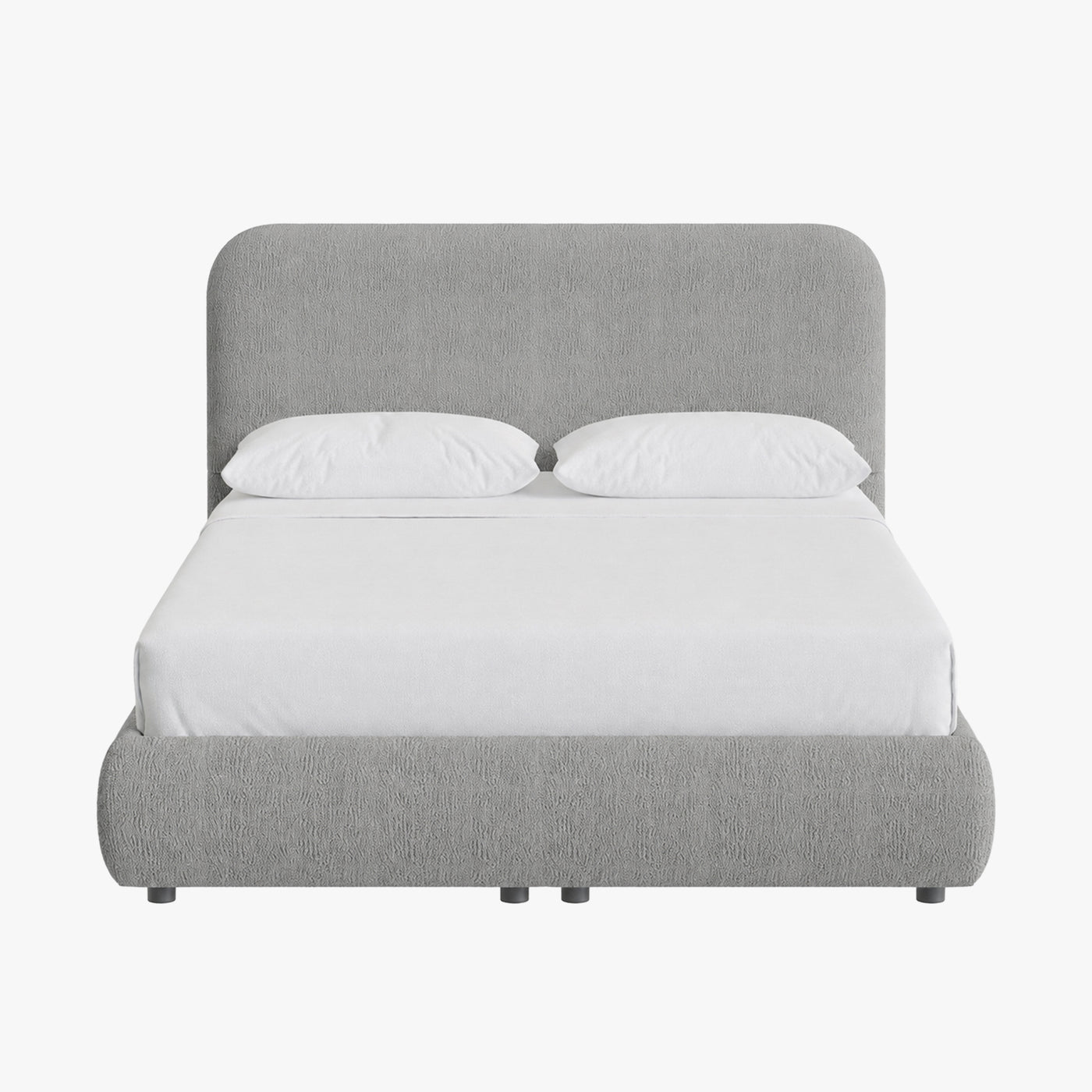 LINE Lit double en tissu gris vert avec coffre 140x190 cm