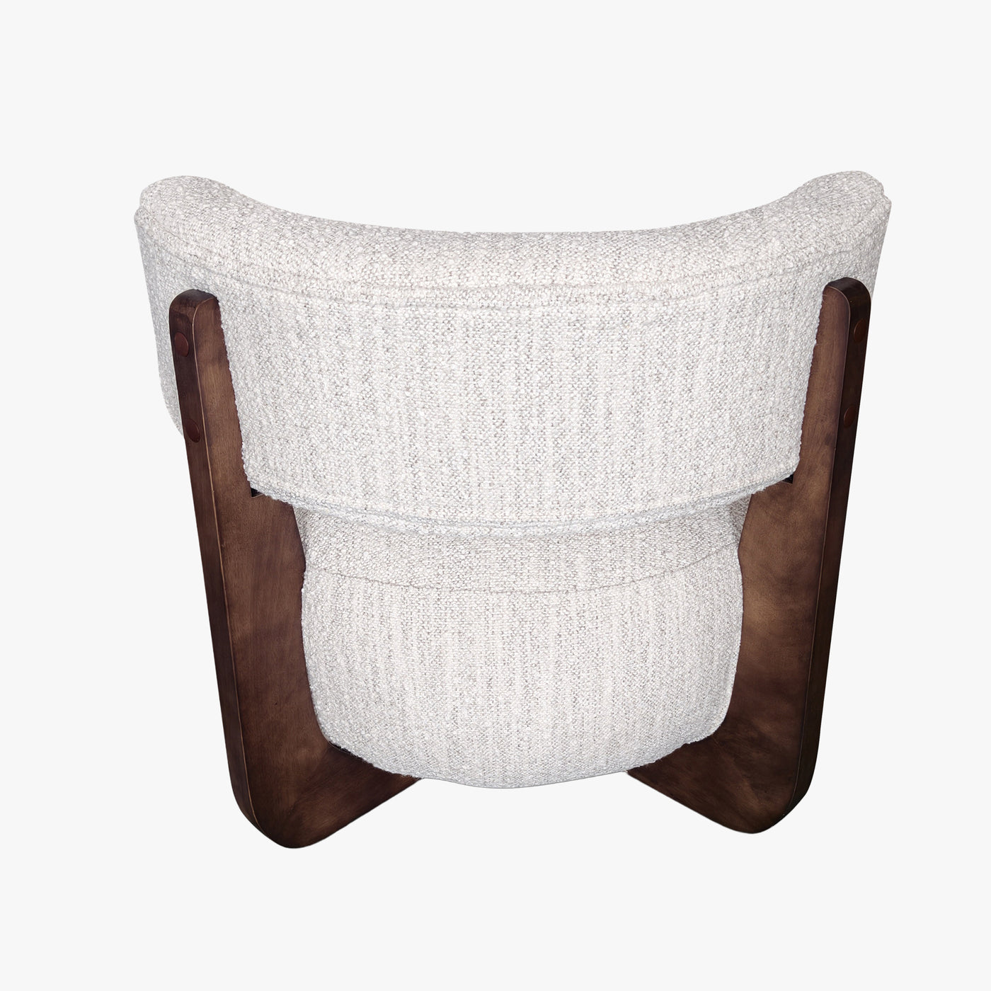 ESTER Fauteuil en tissu blanc écru pieds en bois foncé