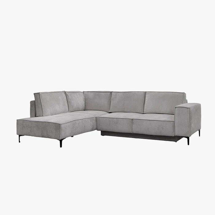 SAYLA Canapé d'angle convertible en tissu gris clair - Angle gauche