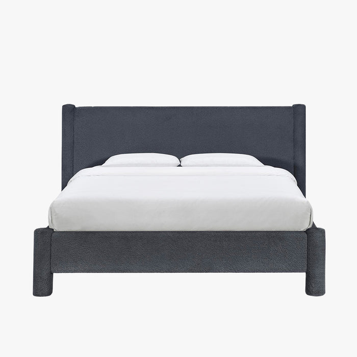 ALINA Lit double effet peau de mouton anthracite 160x200 cm