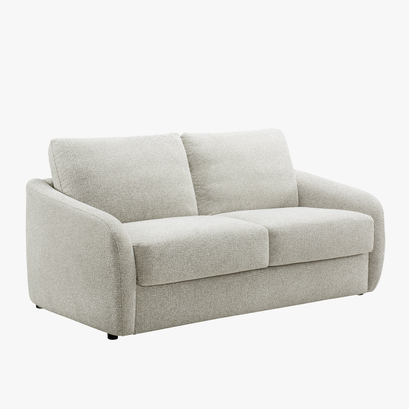 DAEL Canapé 3 places convertible matelas 12 cm en tissu blanc écru