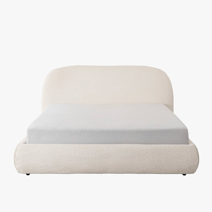 ADAM Lit double en tissu bouclette beige avec coffre 160x200 cm