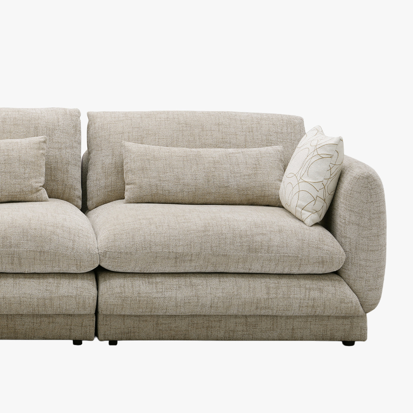 KENDAL Canapé d'angle en tissu taupe - Angle gauche