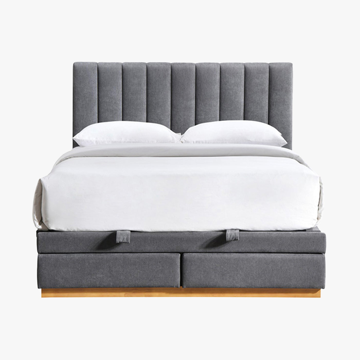 DANIEL Lit double en tissu gris anthracite avec coffre et tiroir 160x200 cm