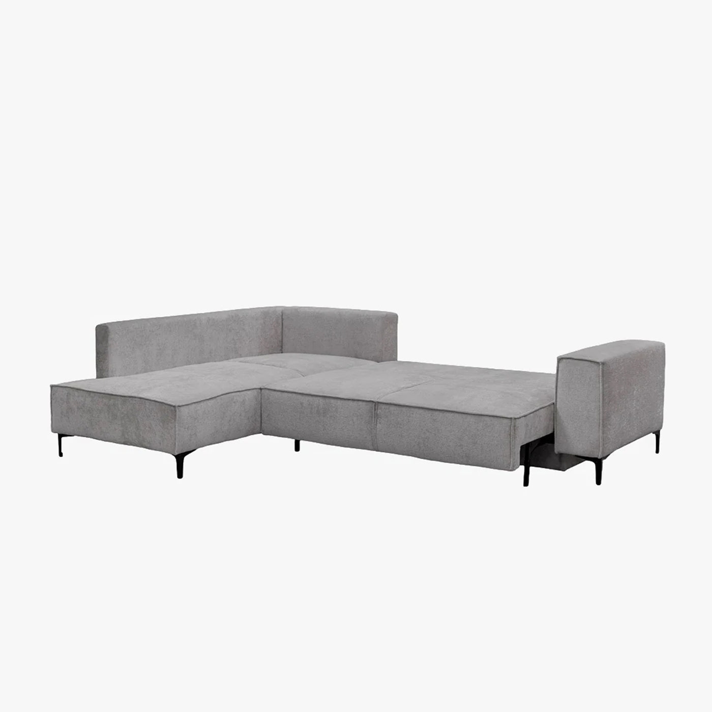 SAYLA Canapé d'angle convertible en tissu gris clair - Angle gauche