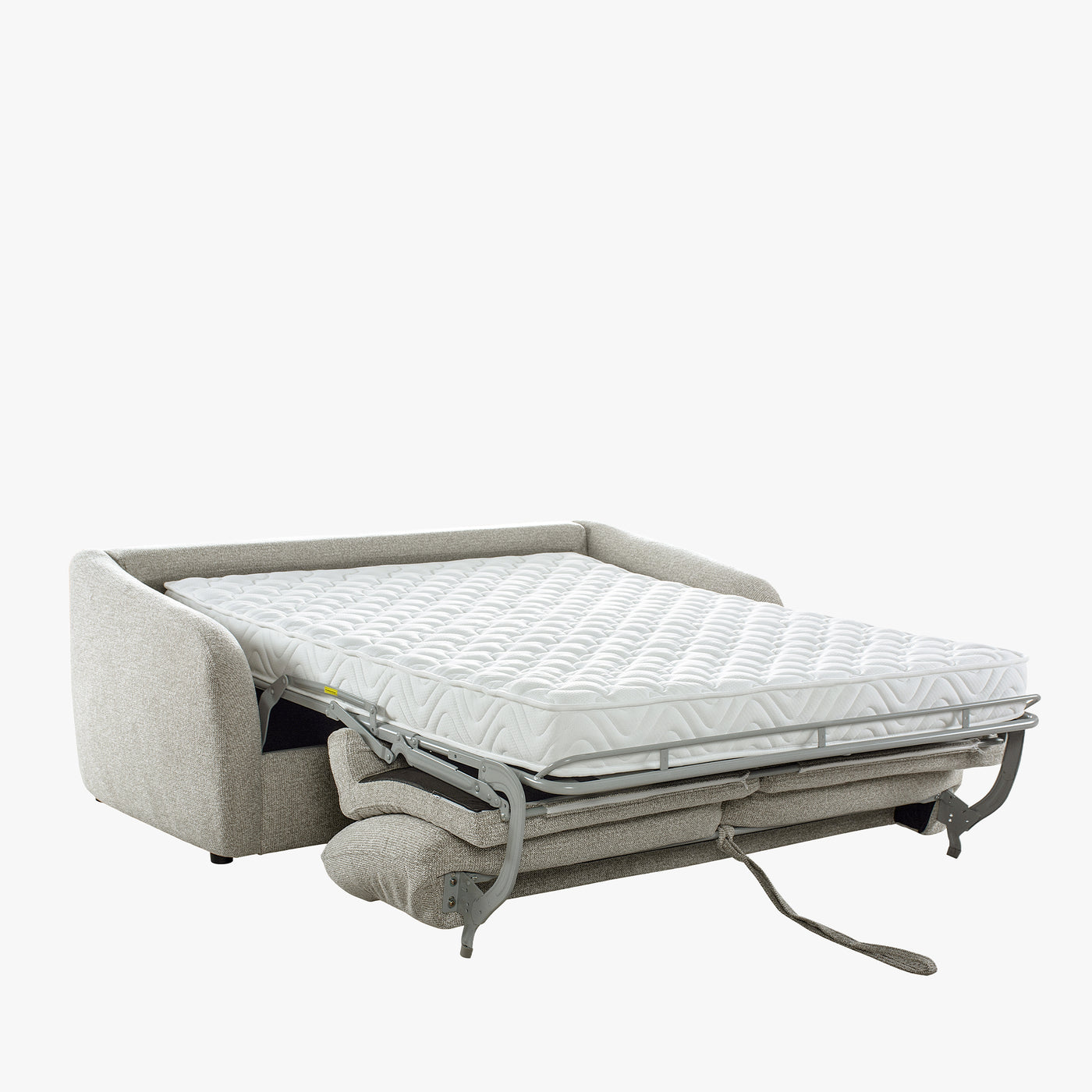 DAEL Canapé 3 places convertible matelas 12 cm en tissu blanc écru
