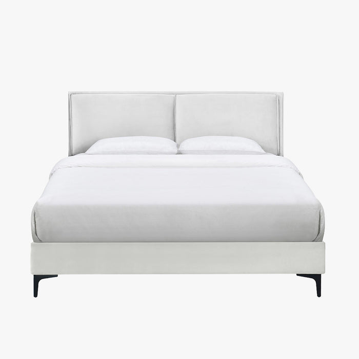 DAYNA Lit double en velours écru 140x190 cm