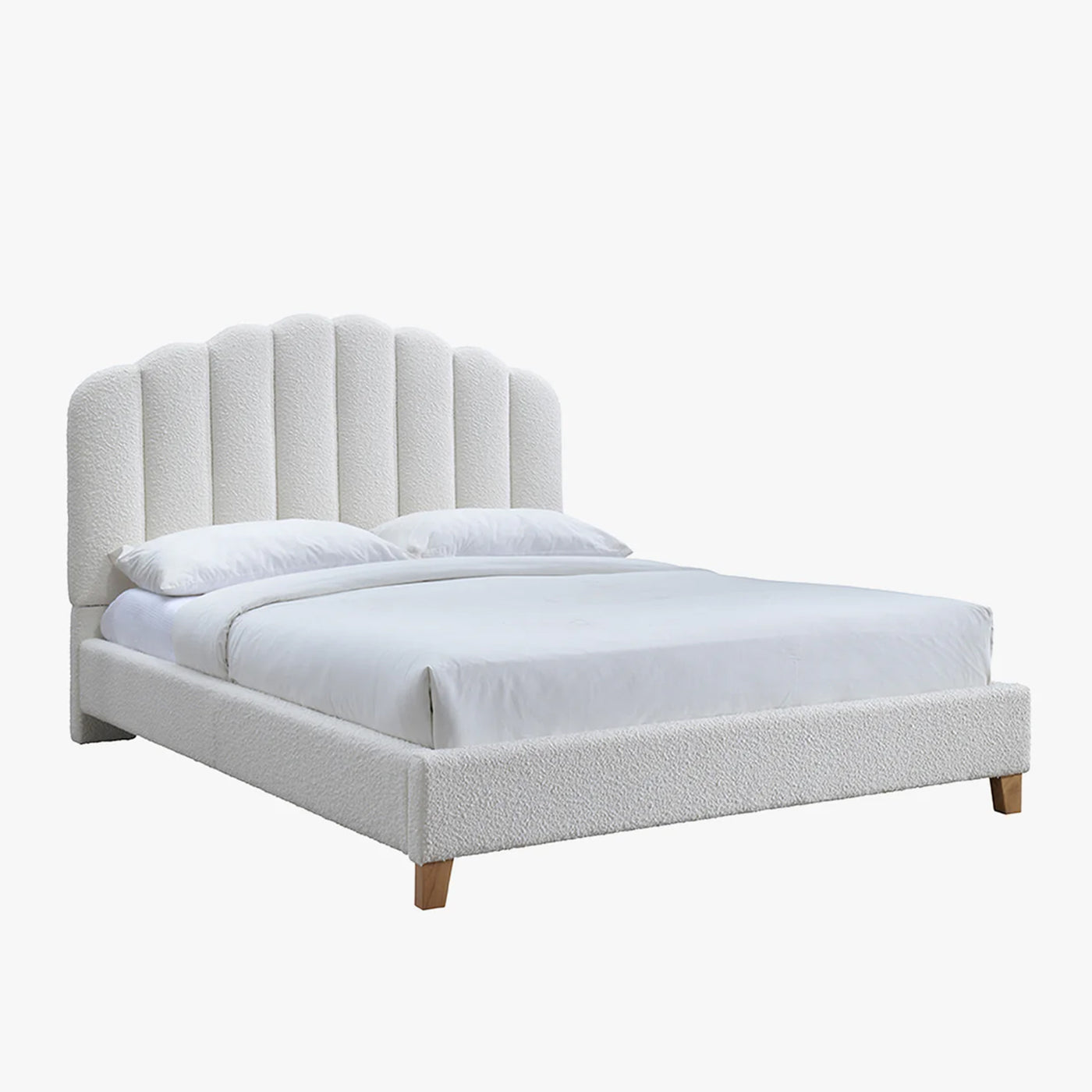 SULIA Lit double effet peau de mouton écru 140x190 cm
