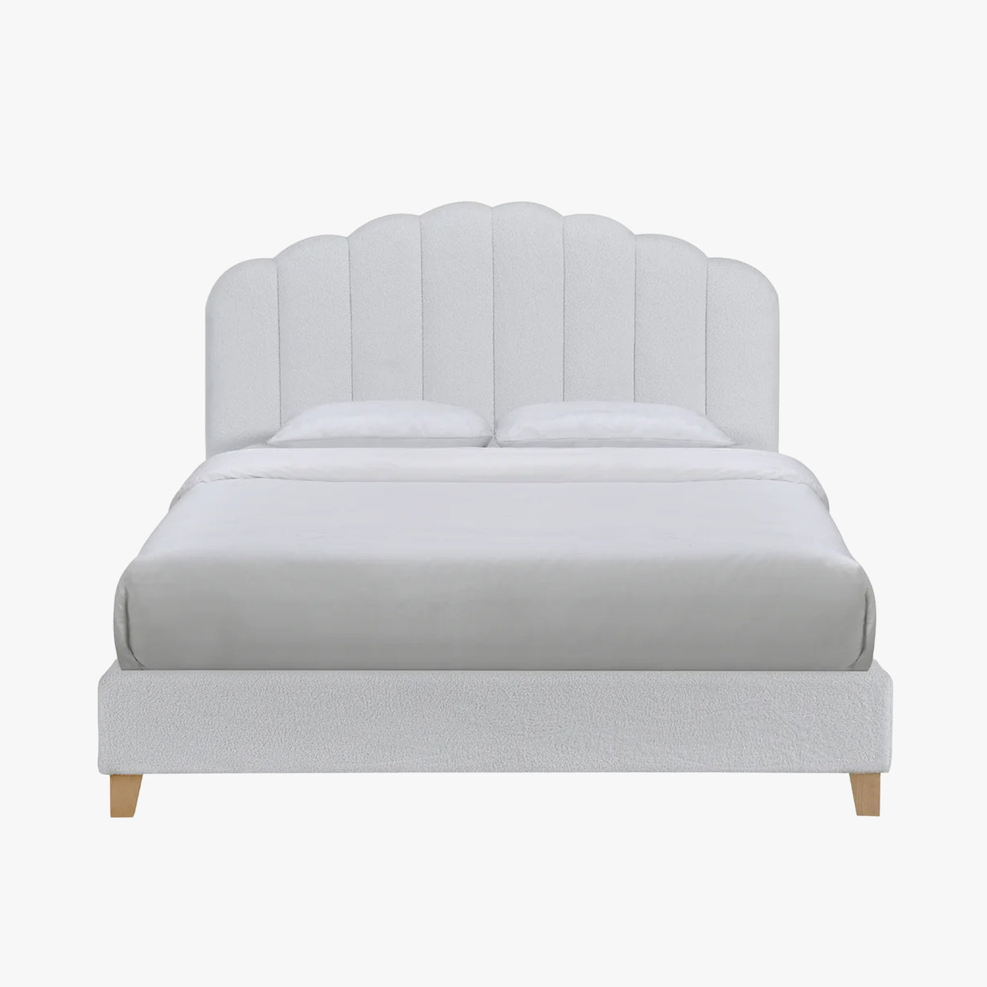 SULIA Lit double effet peau de mouton écru 140x190 cm