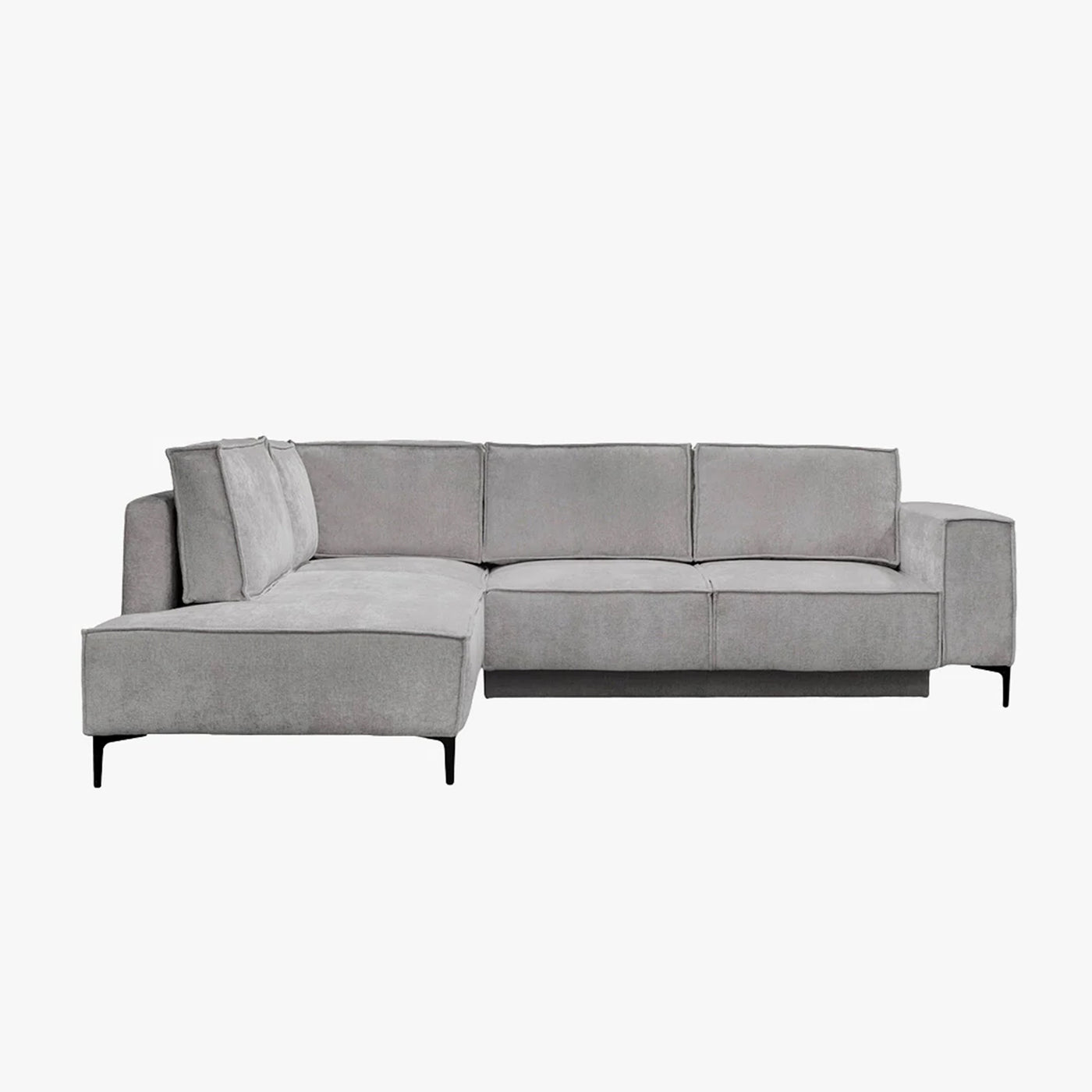 SAYLA Canapé d'angle convertible en tissu gris clair - Angle gauche