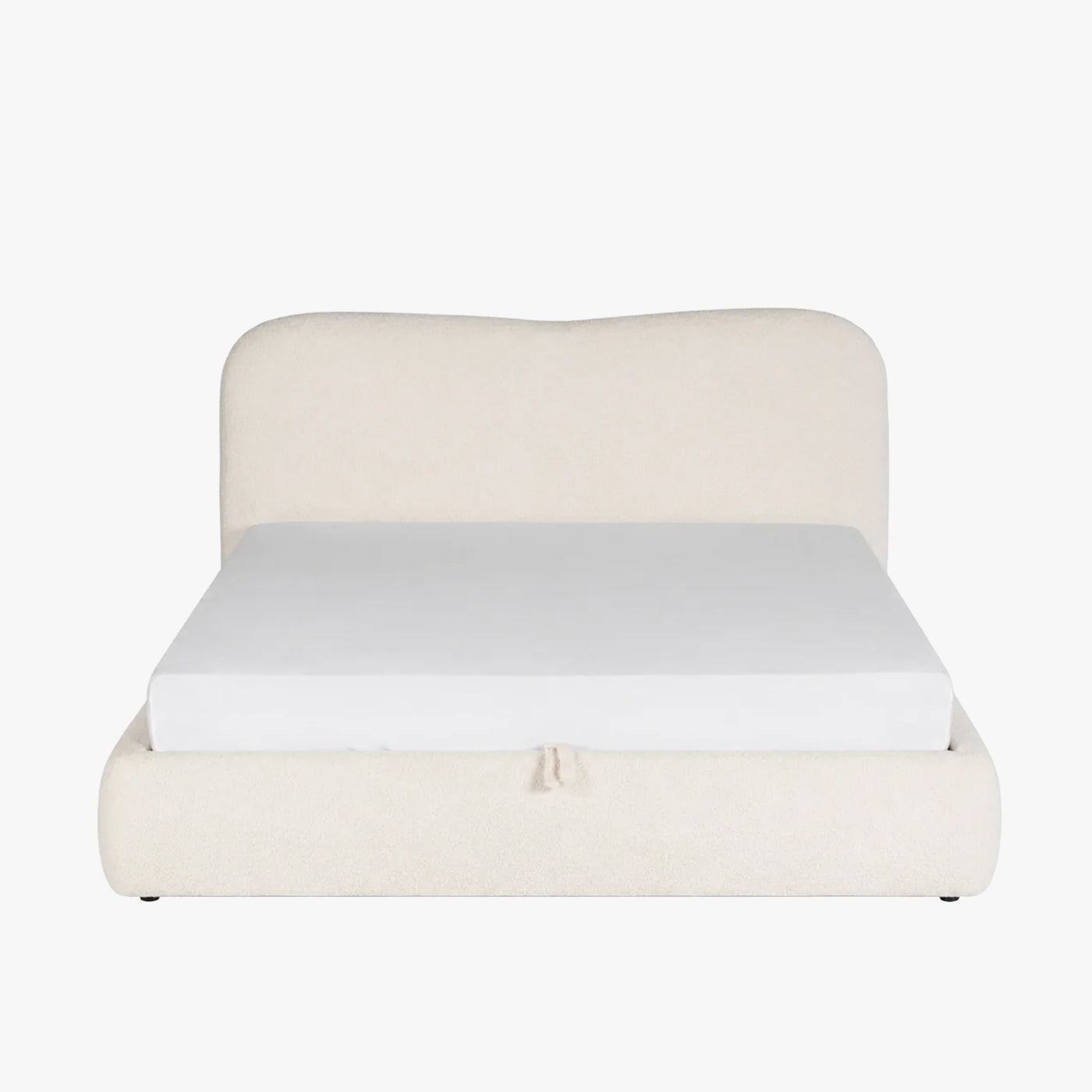 BRISTOL Lit double en tissu bouclette beige avec coffre 160x200 cm