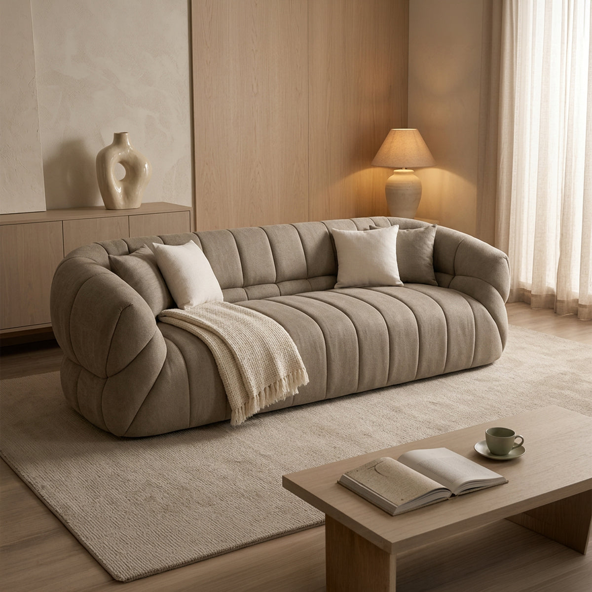 SIENA Canapé 3 places en tissu taupe