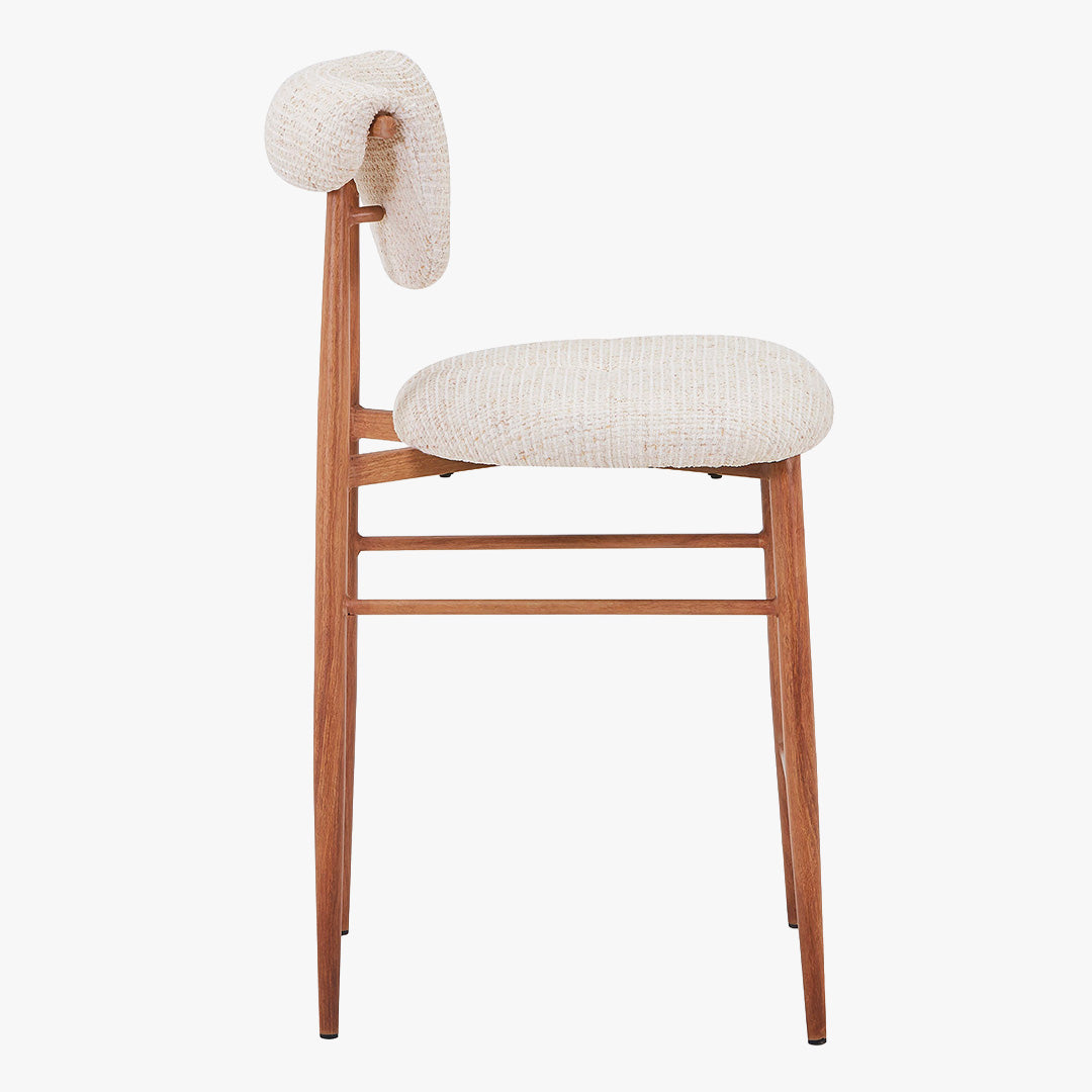 ADRIA Tabouret en tissu beige pieds couleur bois