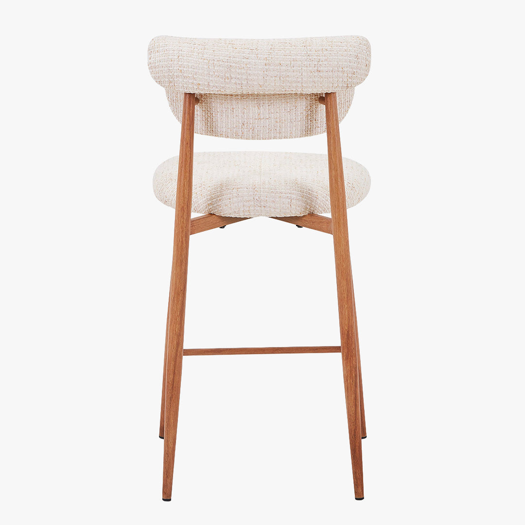 ADRIA Tabouret en tissu beige pieds couleur bois
