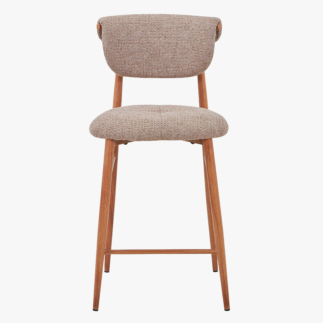 ADRIA Tabouret en tissu taupe pieds couleur bois