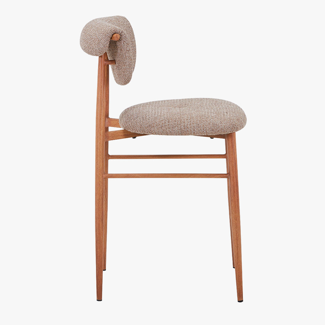 ADRIA Tabouret en tissu taupe pieds couleur bois