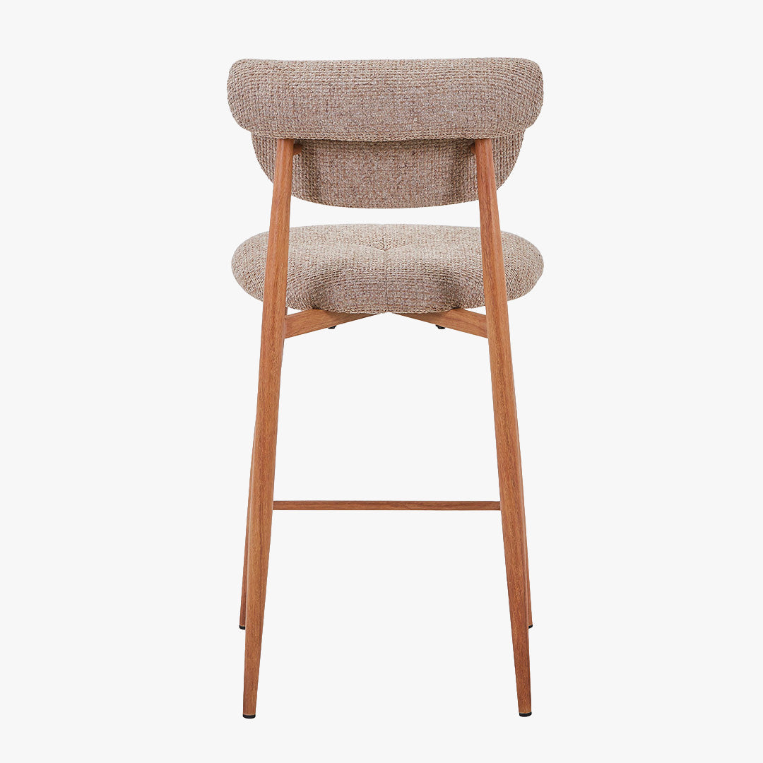ADRIA Tabouret en tissu taupe pieds couleur bois