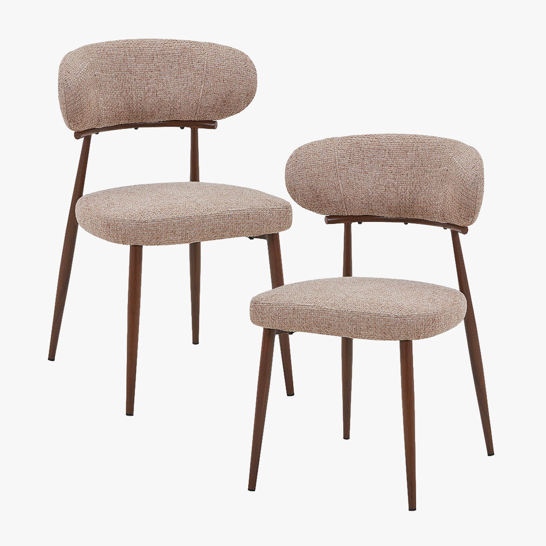ZOELIA Lot de 2 chaises en tissu taupe pieds couleur bois foncé