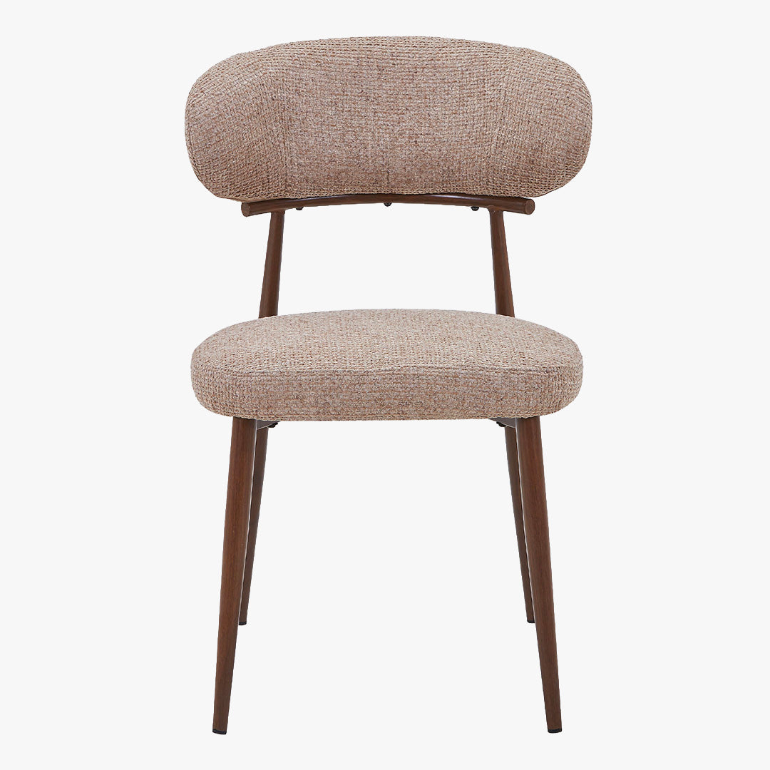 ZOELIA Lot de 2 chaises en tissu taupe pieds couleur bois foncé