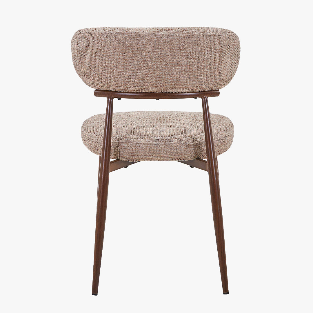 ZOELIA Lot de 2 chaises en tissu taupe pieds couleur bois foncé