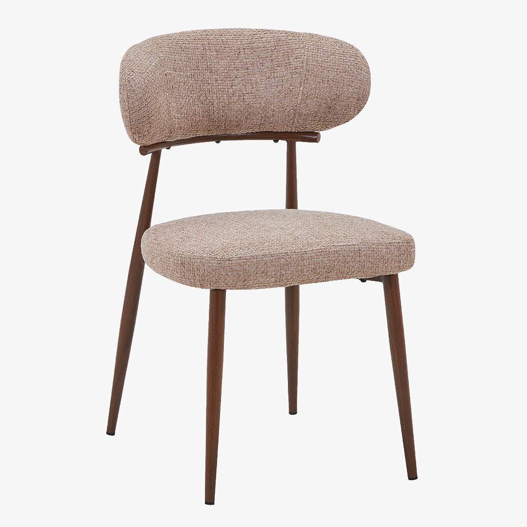 ZOELIA Lot de 2 chaises en tissu taupe pieds couleur bois foncé