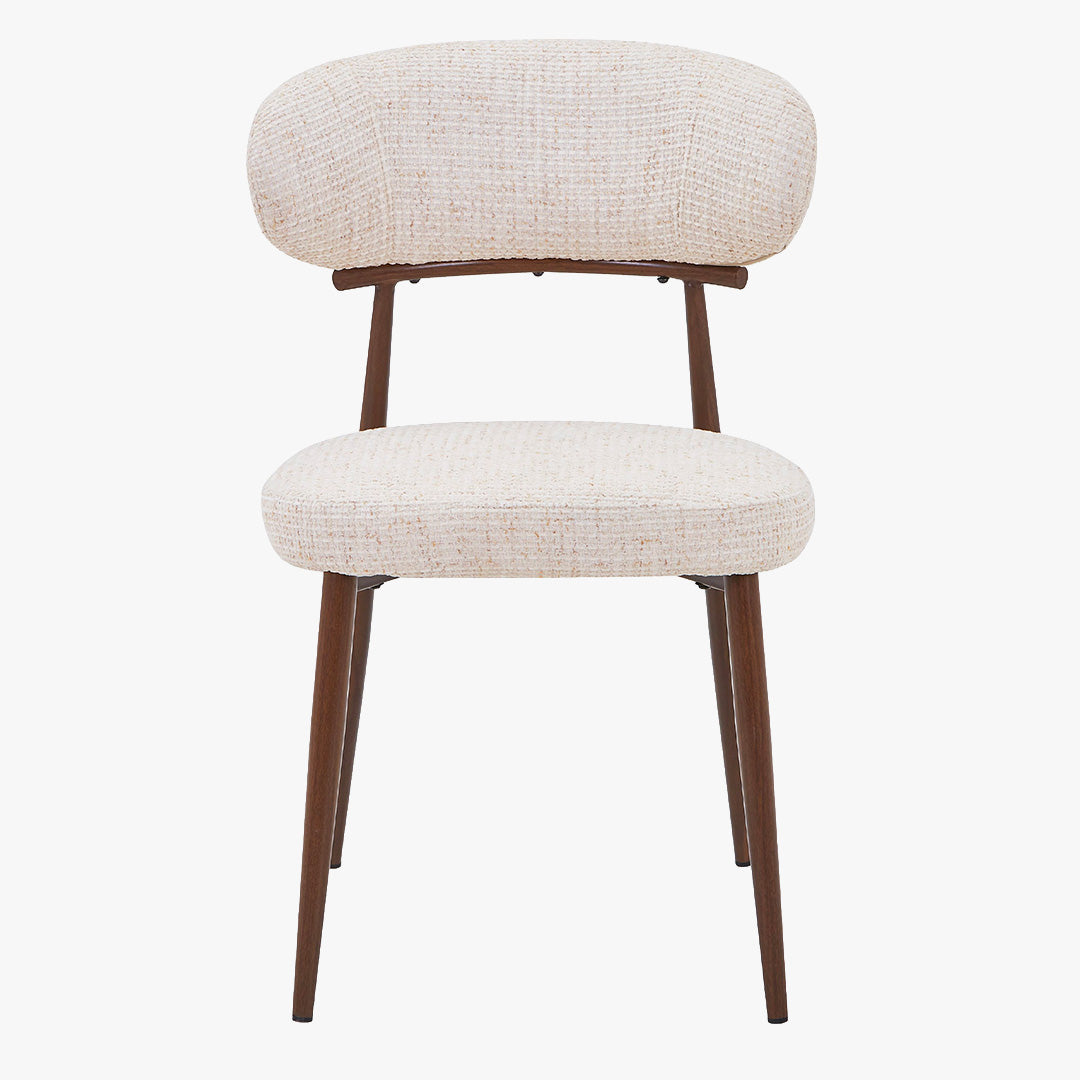 ZOELIA Lot de 2 chaises en tissu beige pieds couleur bois foncé