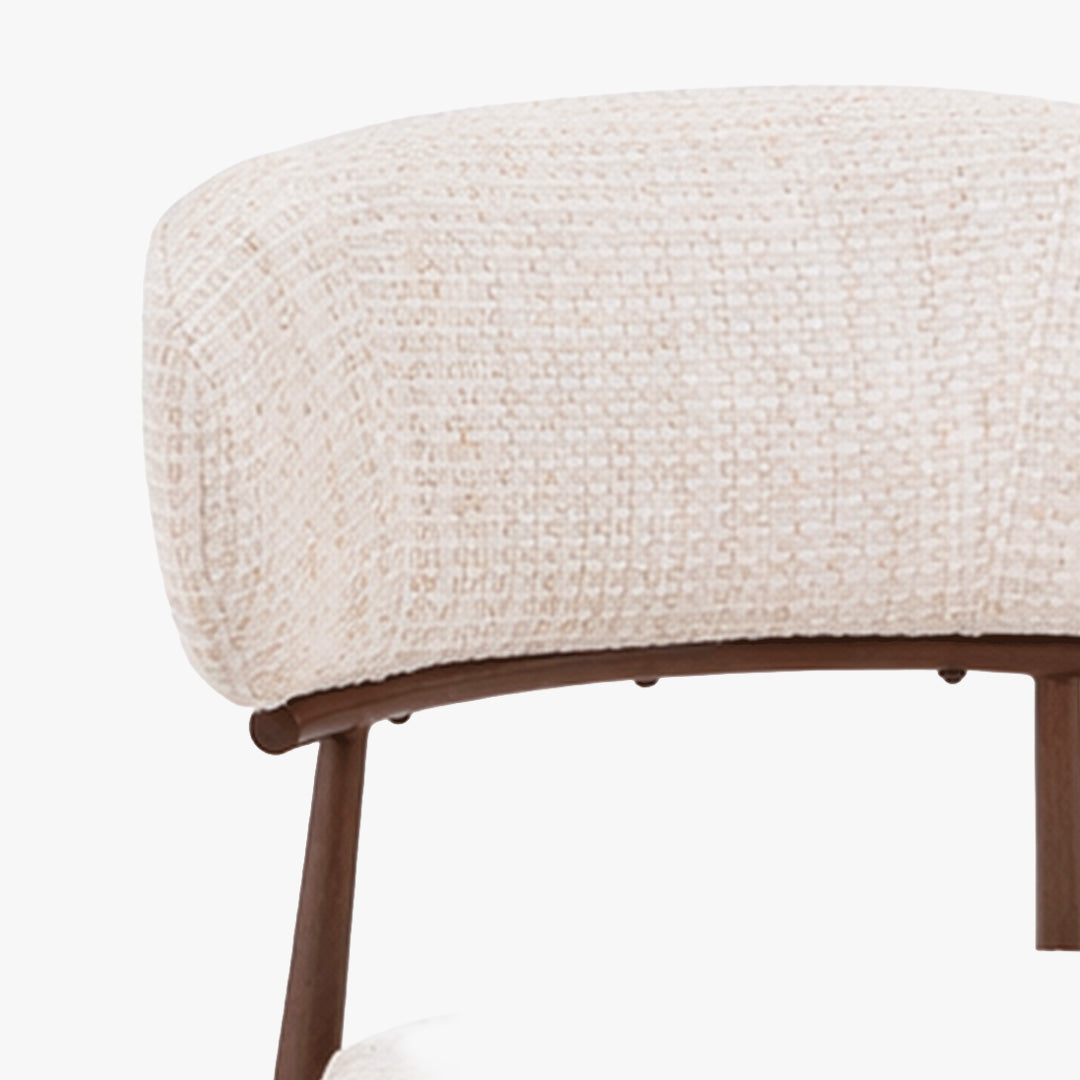 ZOELIA Lot de 2 chaises en tissu beige pieds couleur bois foncé