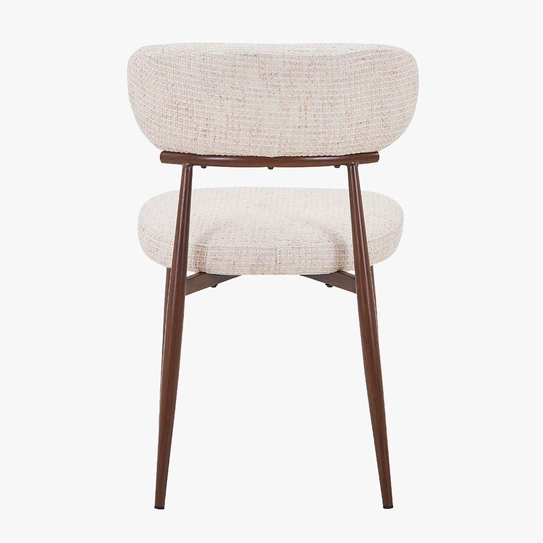 ZOELIA Lot de 2 chaises en tissu beige pieds couleur bois foncé