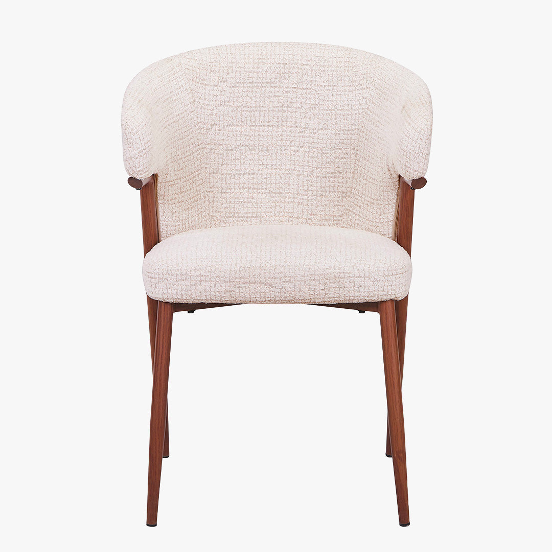 WAYNE Lot de 2 chaises en tissu beige pieds couleur bois foncé
