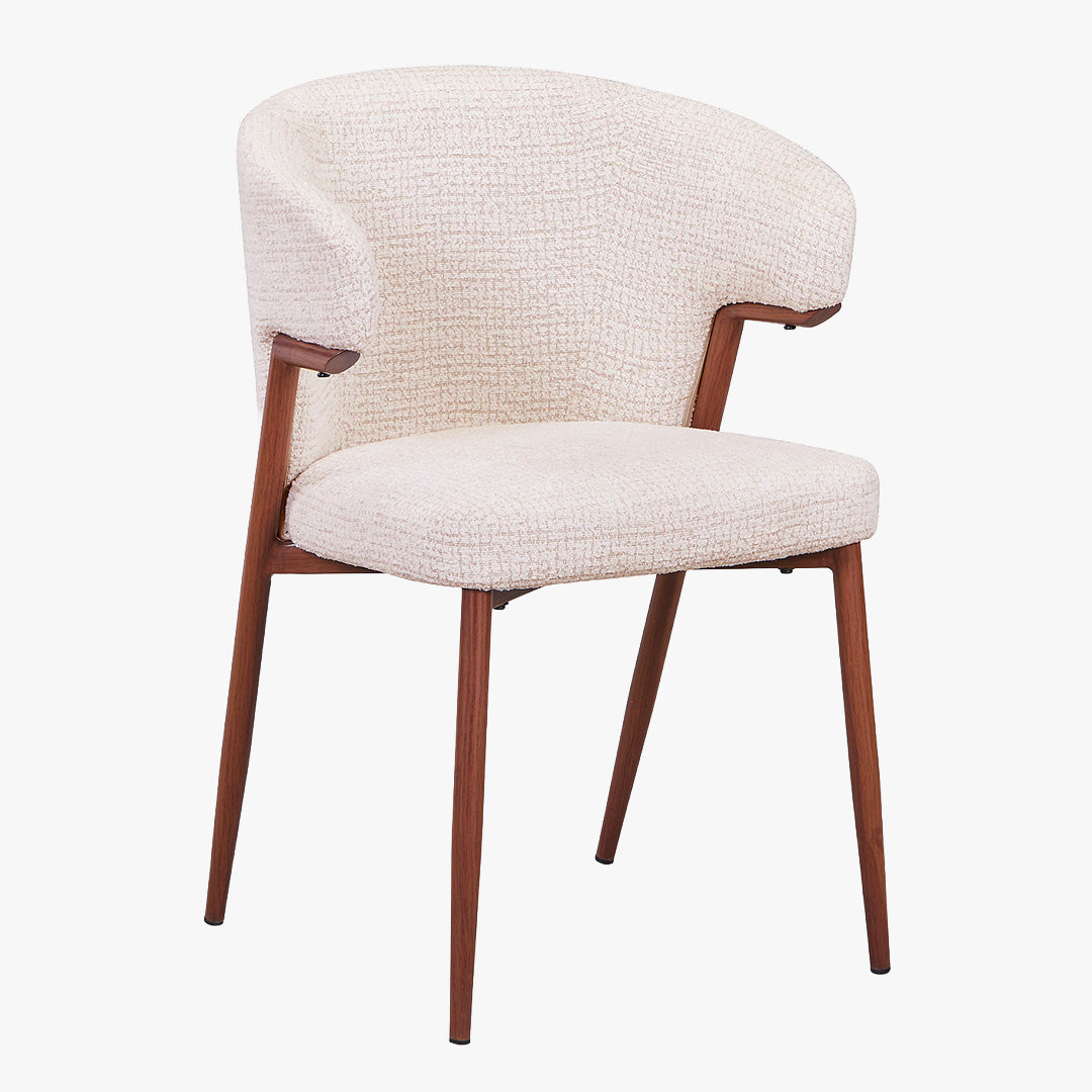 WAYNE Lot de 2 chaises en tissu beige pieds couleur bois foncé