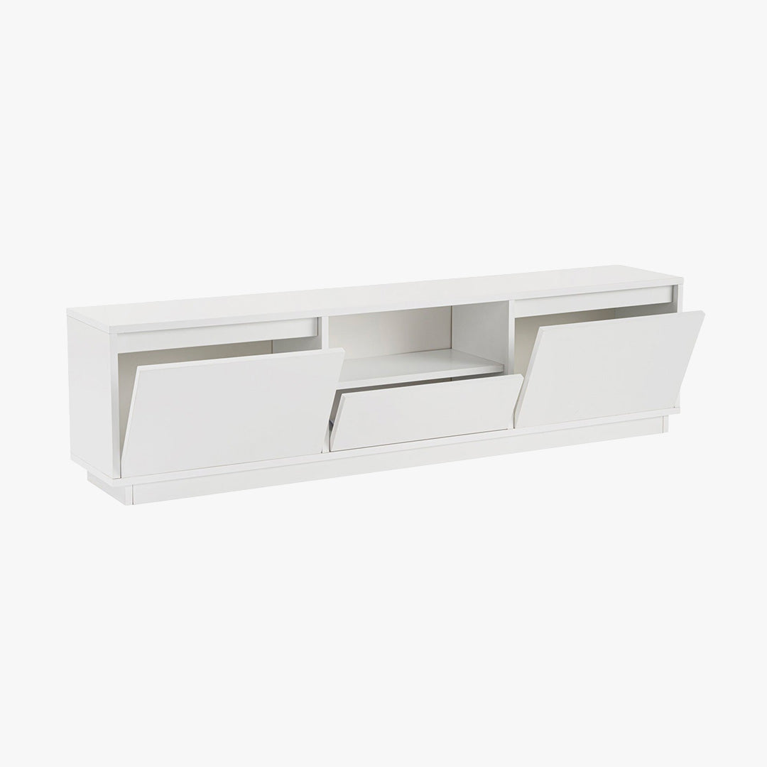 VIANA Meuble TV 3 portes 1 niche blanc