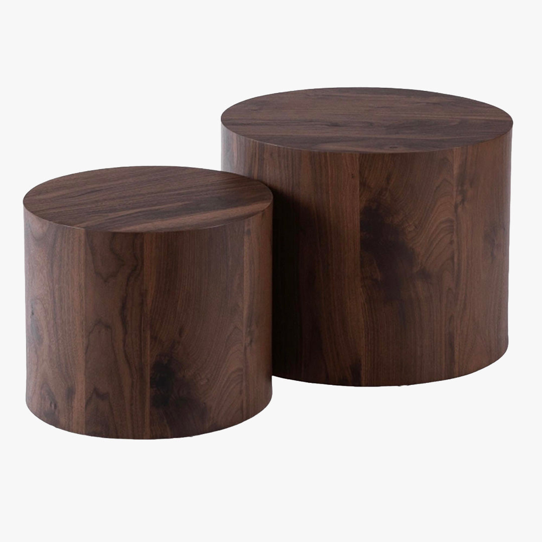 LEILA Lot de 2 tables basses couleur bois foncé