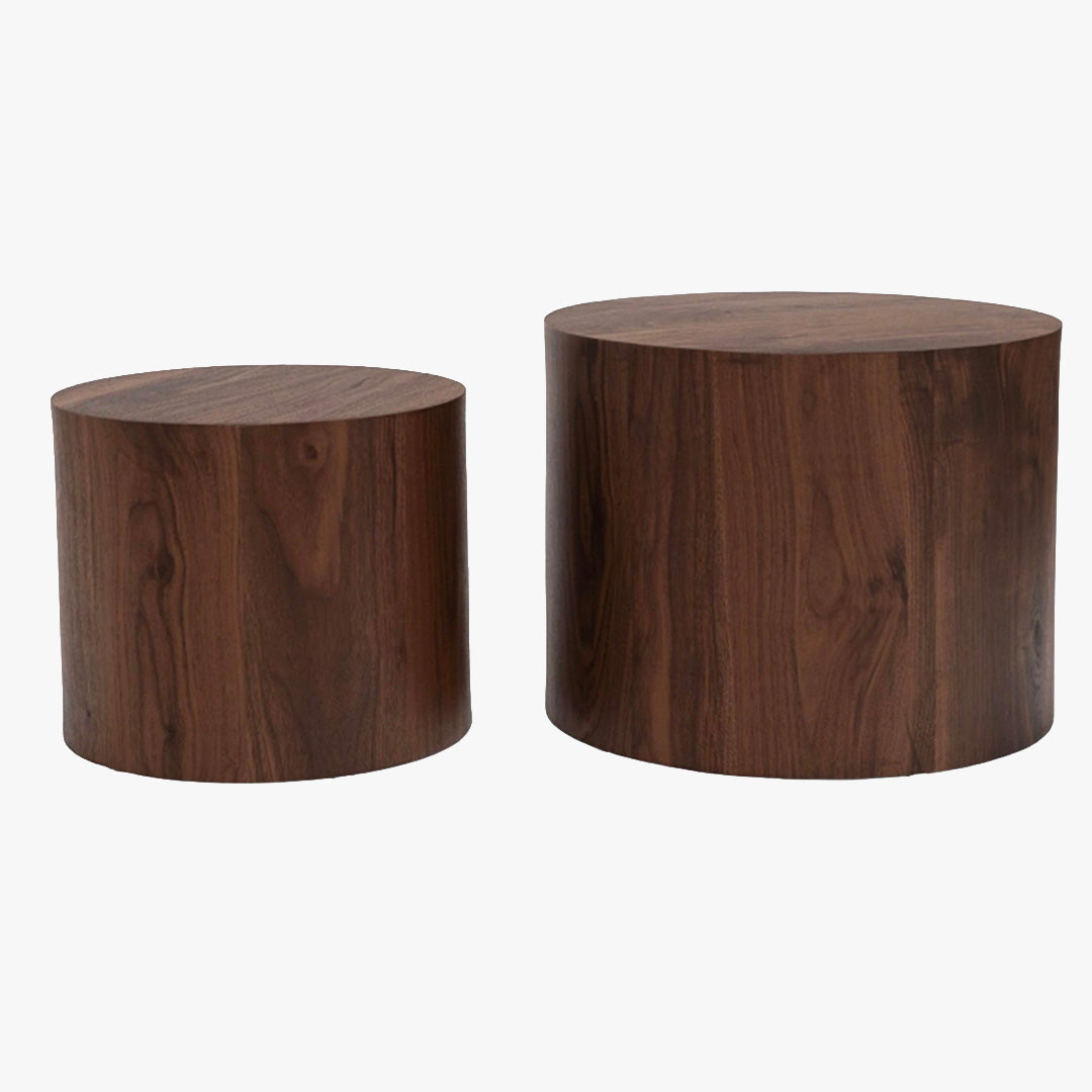 LEILA Lot de 2 tables basses couleur bois foncé