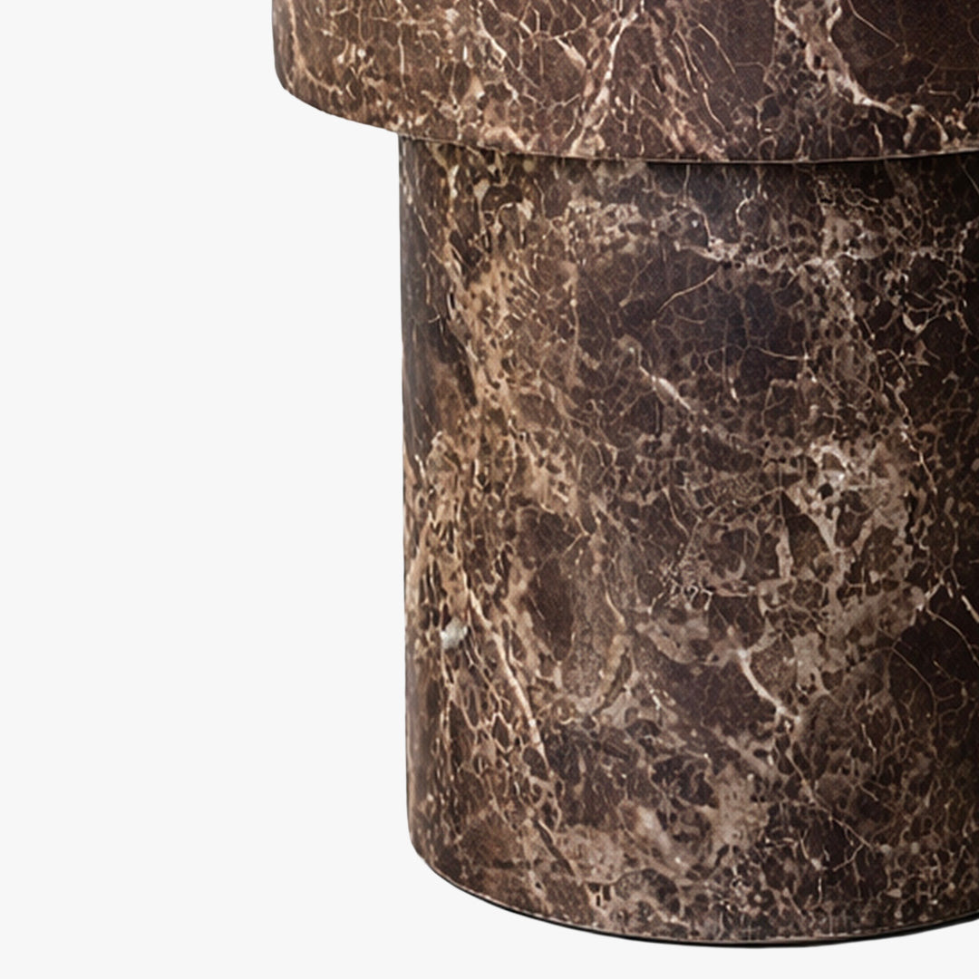 ZENA-39 Table d'appoint ronde en marbre d'ingénierie marron D39 cm