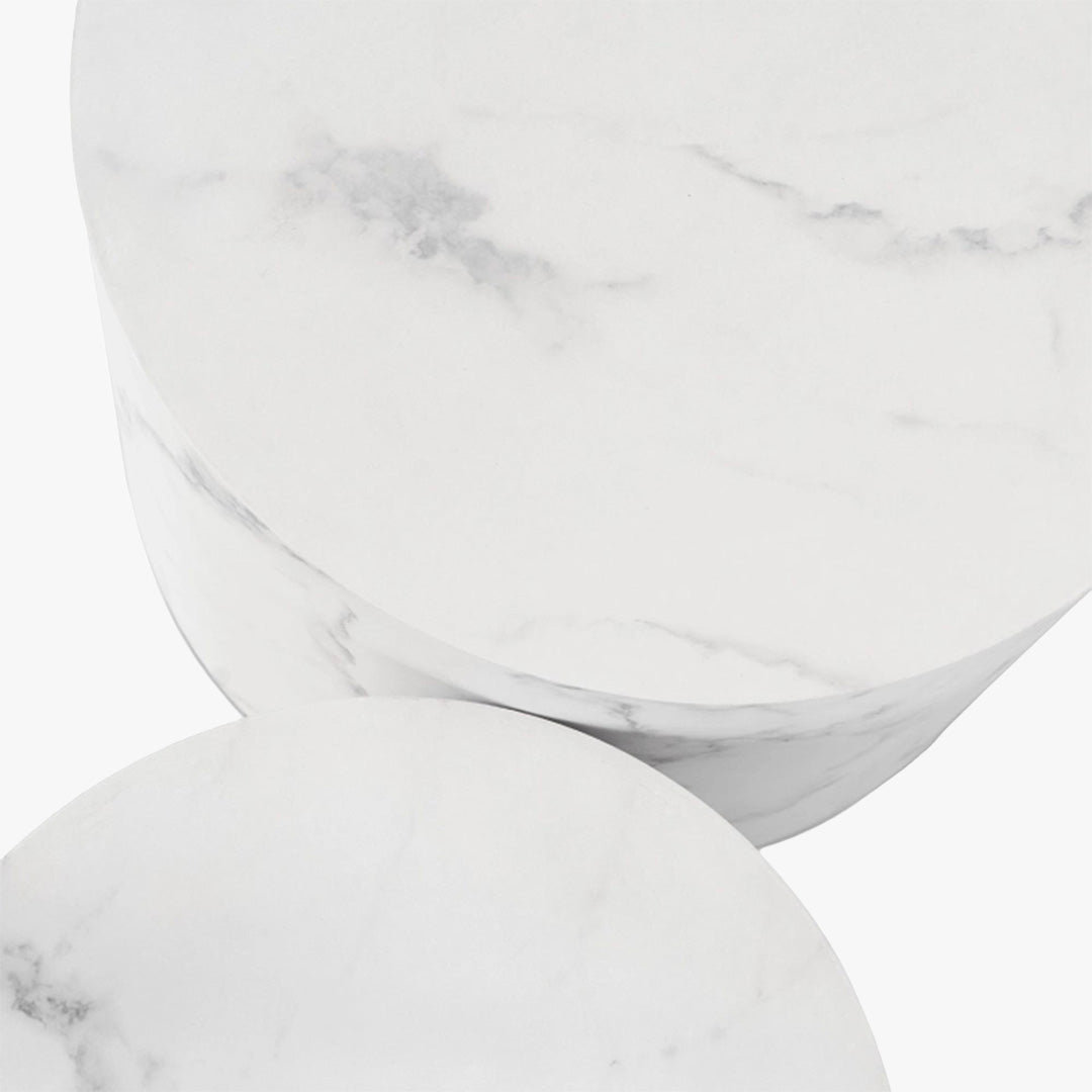 LEILA Lot de 2 tables basses couleur marbre blanc
