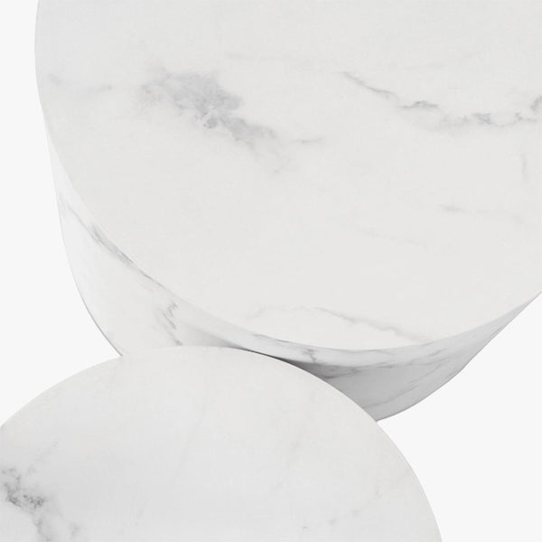 LEILA Lot de 2 tables basses couleur marbre blanc