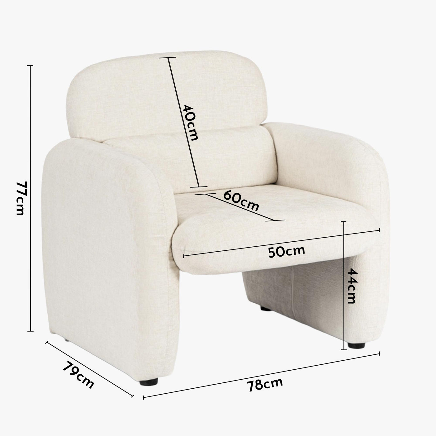 TOGO Fauteuil en tissu blanc écru