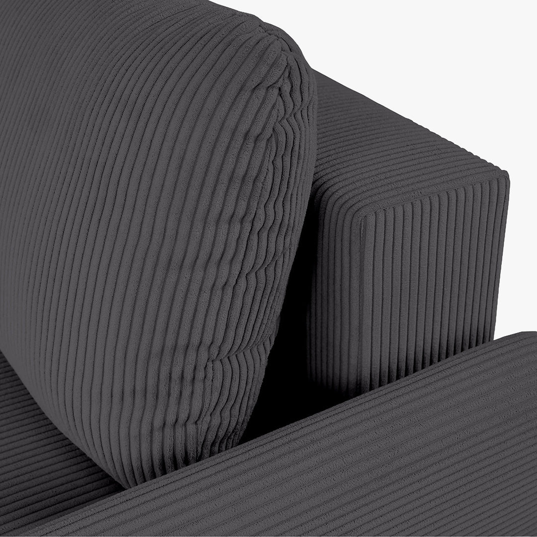 LANA Canapé d'angle convertible et réversible avec coffre en tissu gris foncé