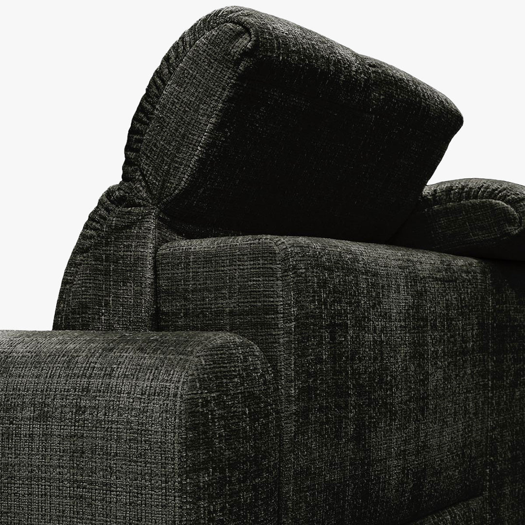 ELIOS Canapé d'angle convertible avec coffre en tissu vert sapin - Angle droit