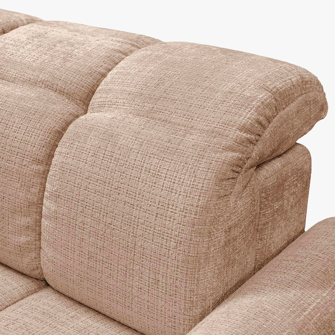ELIOS Canapé d'angle convertible avec coffre en tissu taupe - Angle gauche