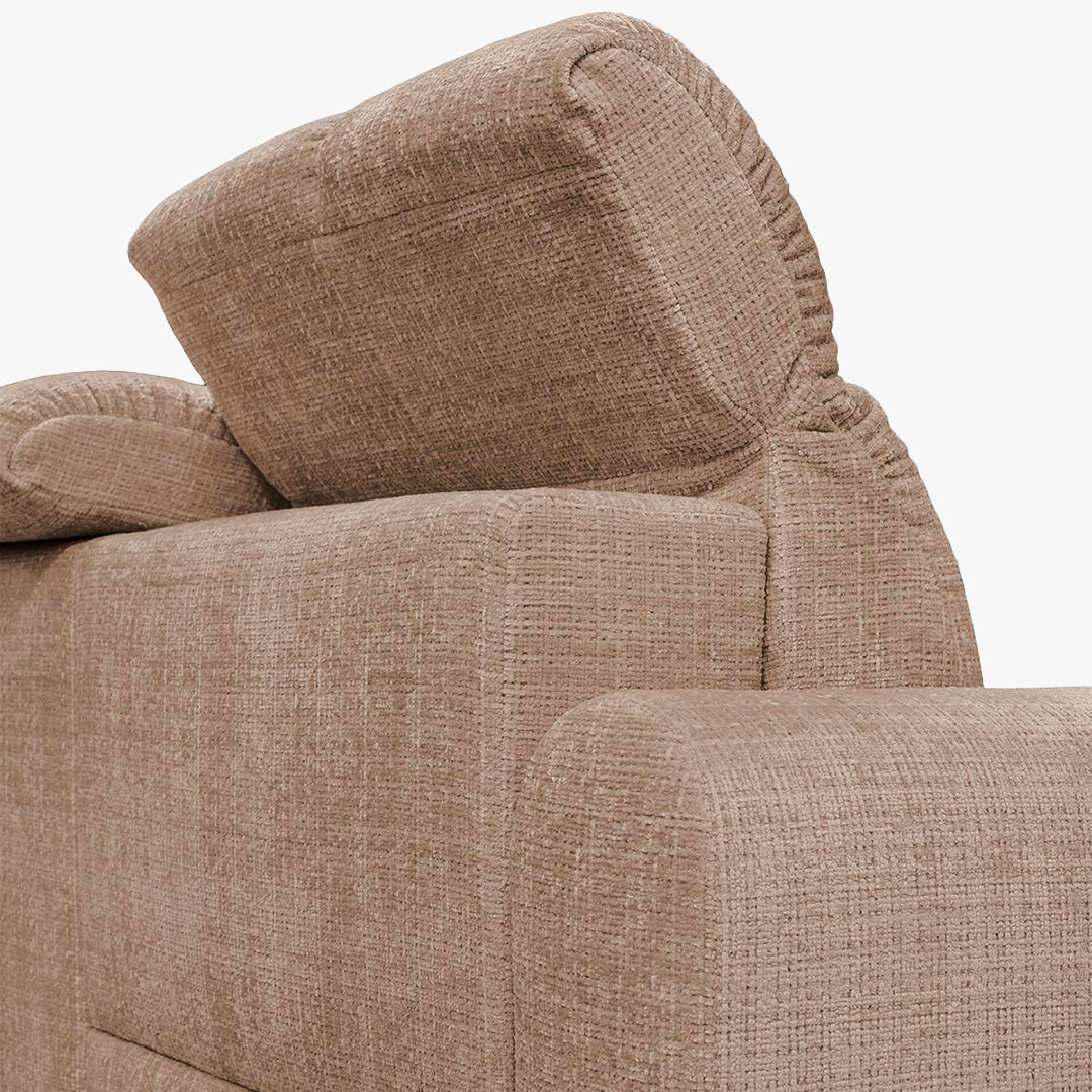 ELIOS Canapé d'angle convertible avec coffre en tissu taupe - Angle gauche