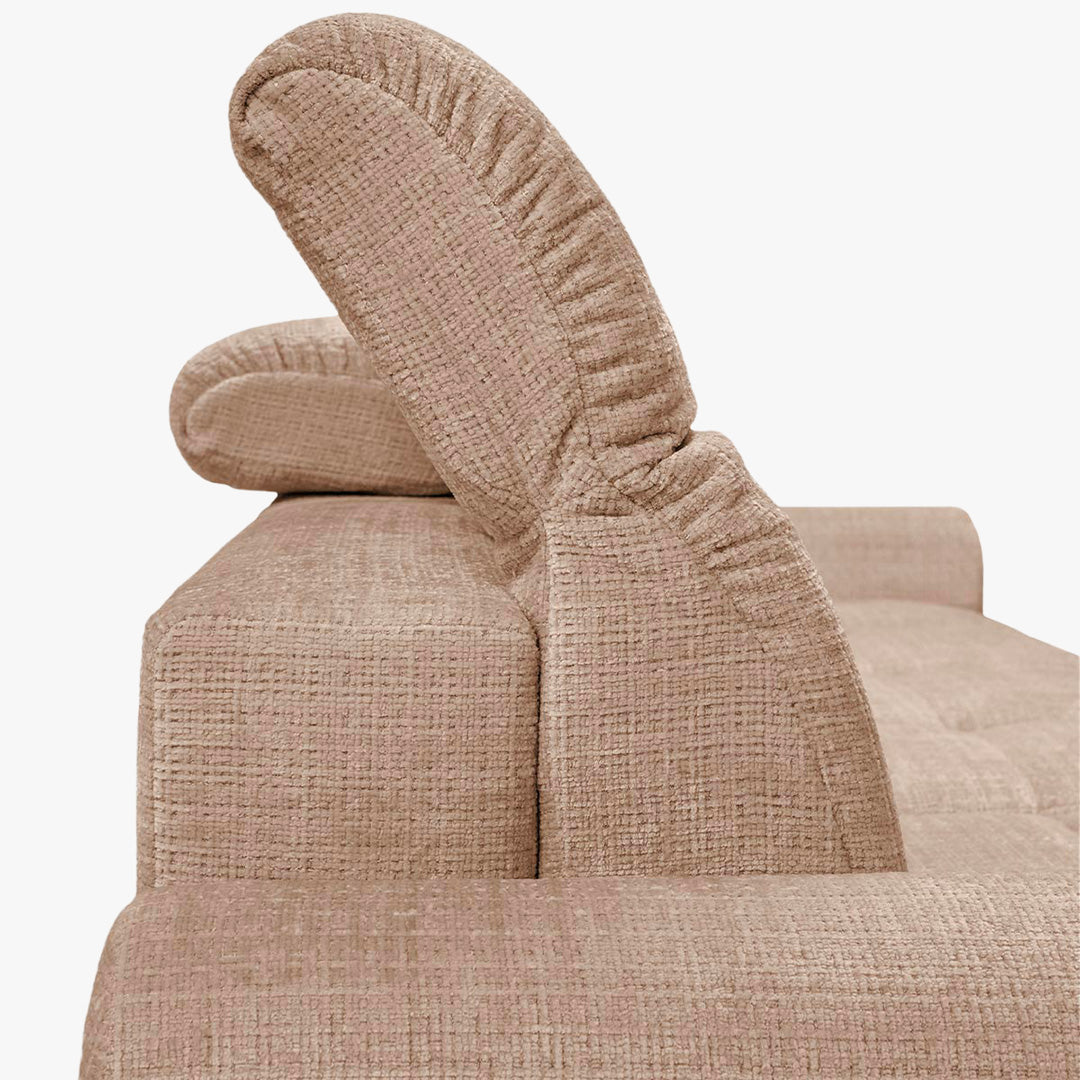 ELIOS Canapé d'angle convertible avec coffre en tissu taupe - Angle gauche