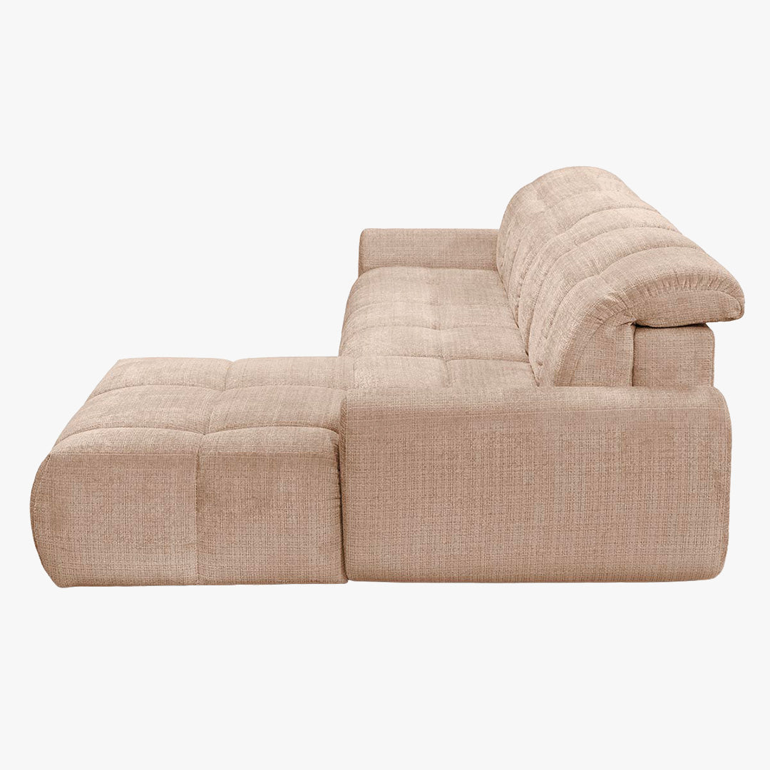 ELIOS Canapé d'angle convertible avec coffre en tissu taupe - Angle droit