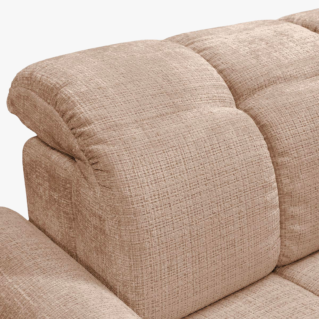 ELIOS Canapé d'angle convertible avec coffre en tissu taupe - Angle droit