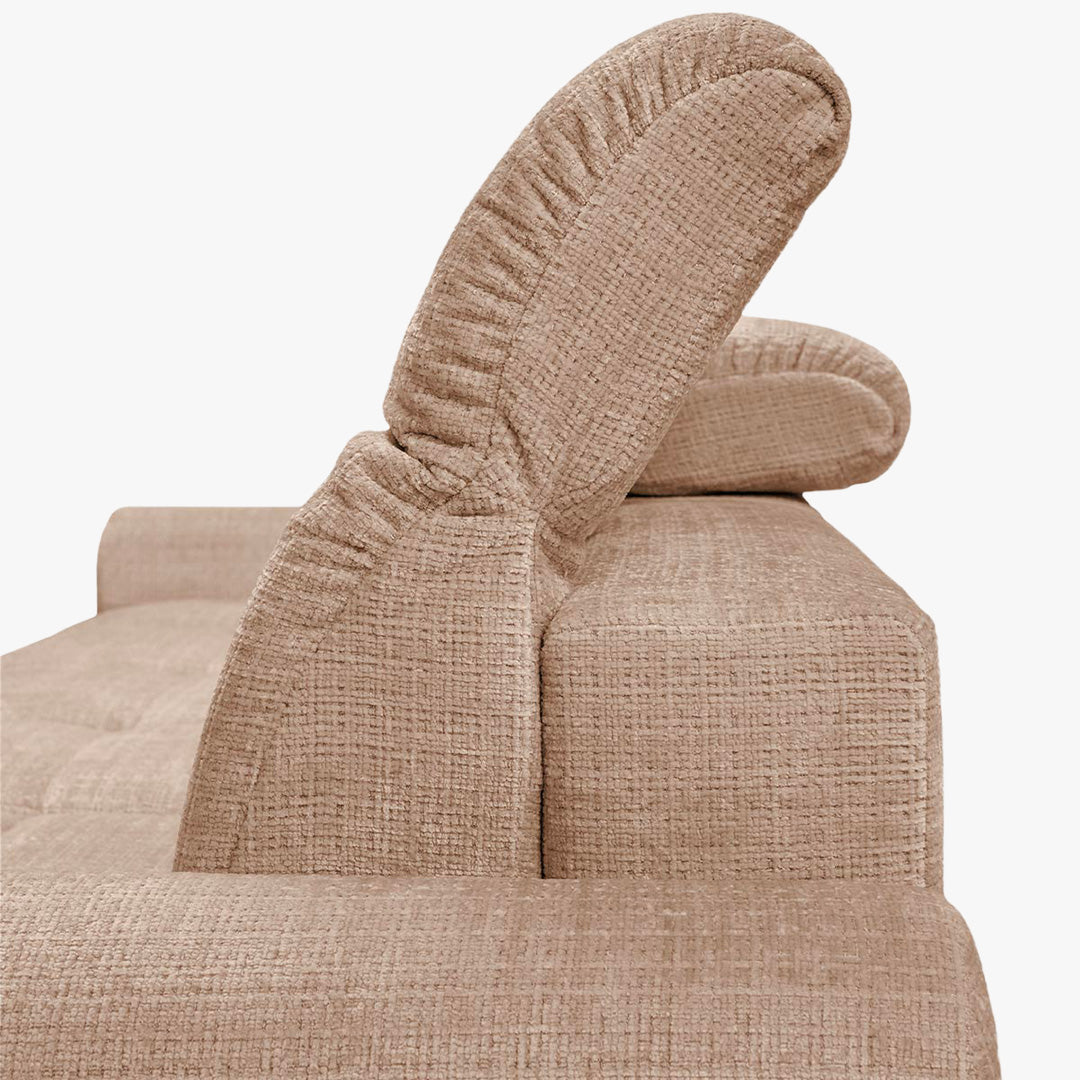 ELIOS Canapé d'angle convertible avec coffre en tissu taupe - Angle droit