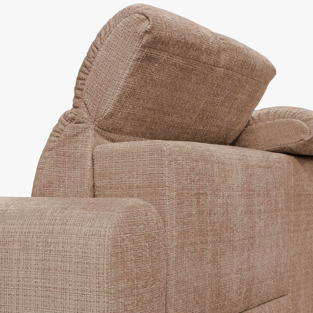 ELIOS Canapé d'angle convertible avec coffre en tissu taupe - Angle droit