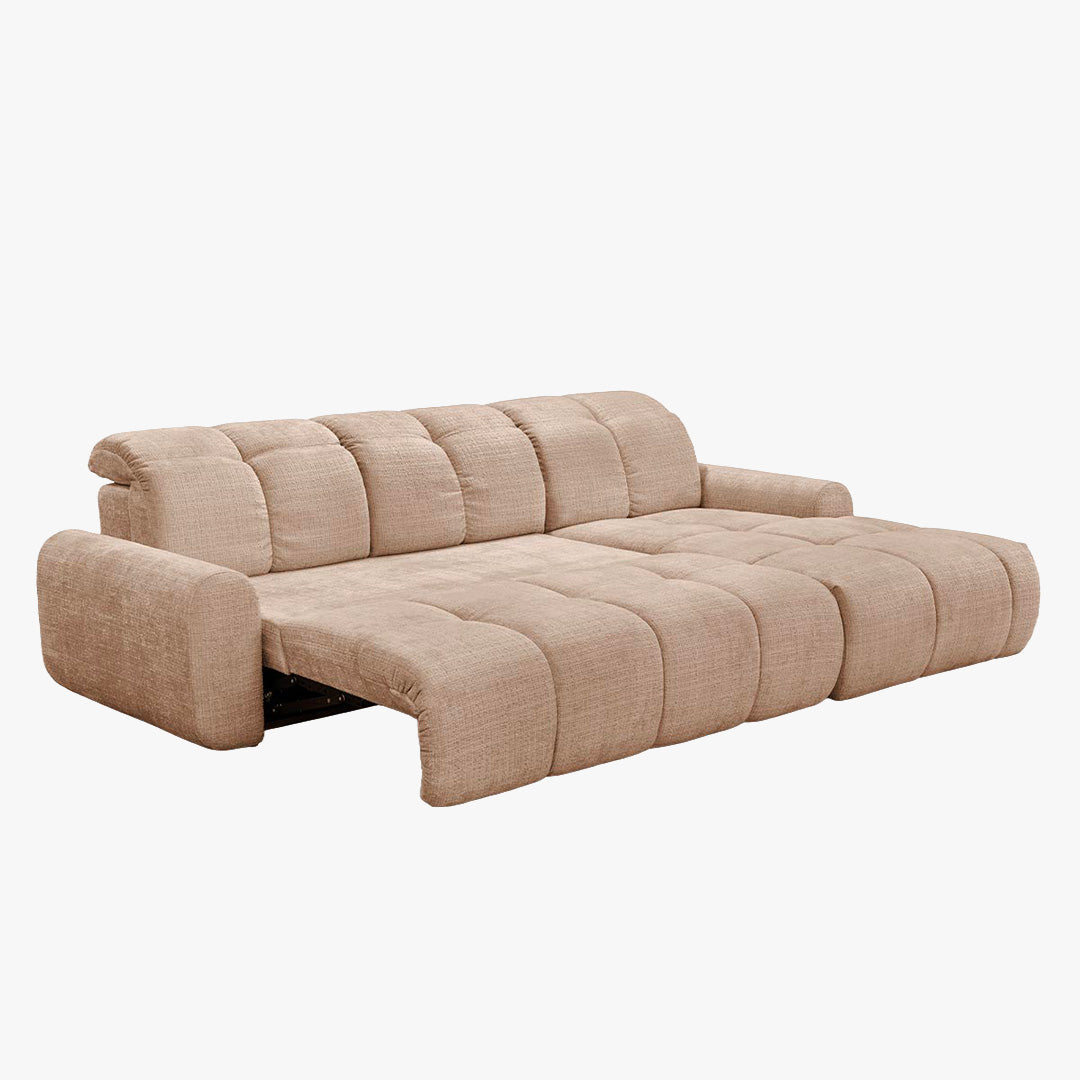 ELIOS Canapé d'angle convertible avec coffre en tissu taupe - Angle droit
