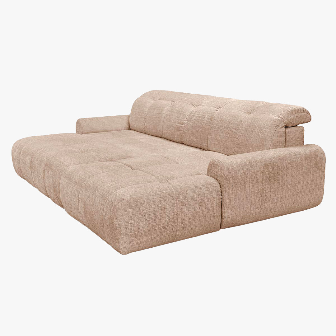 ELIOS Canapé d'angle convertible avec coffre en tissu taupe - Angle droit